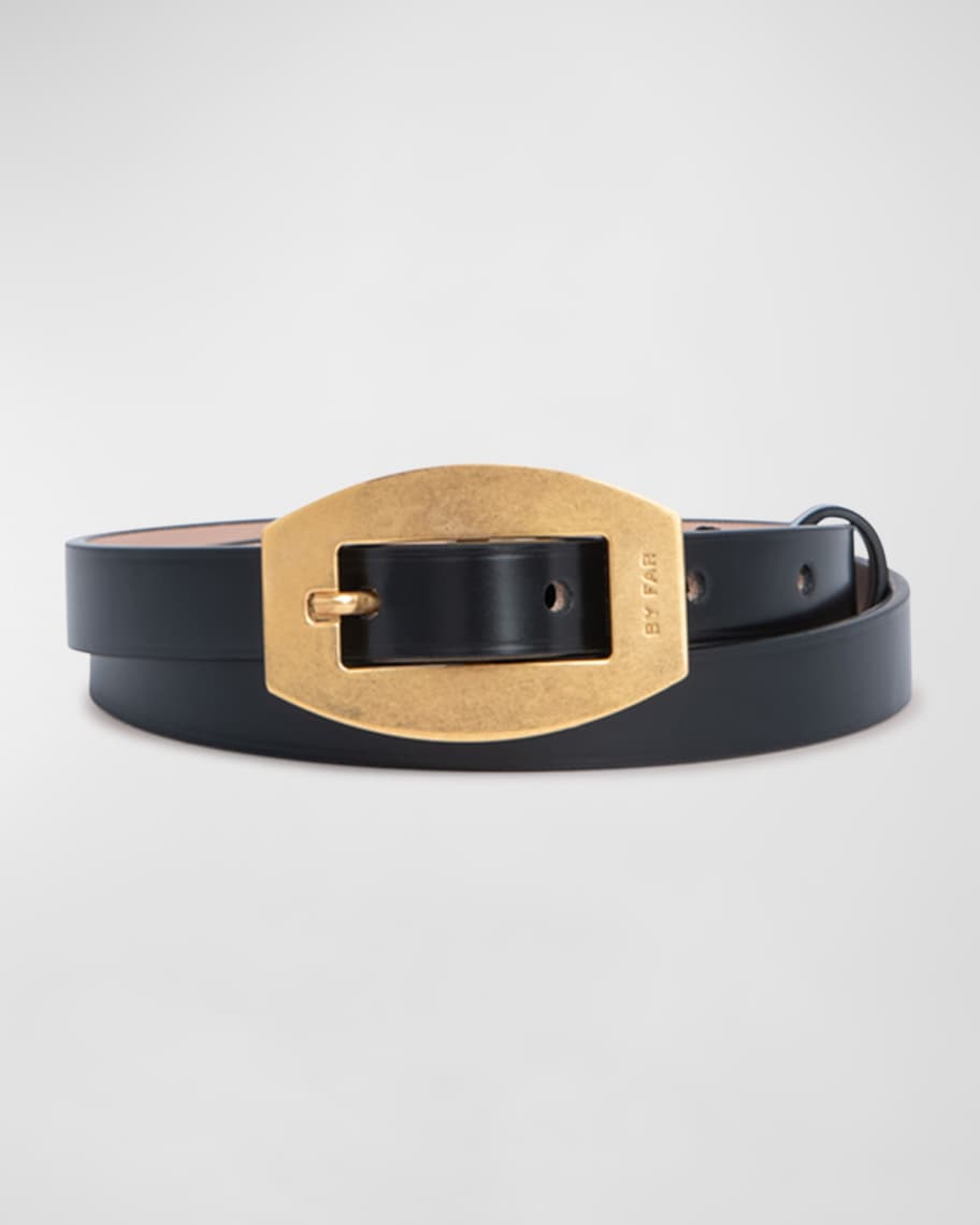 BY FAR Block Semi-Patent Leather Belt | Neiman Marcus