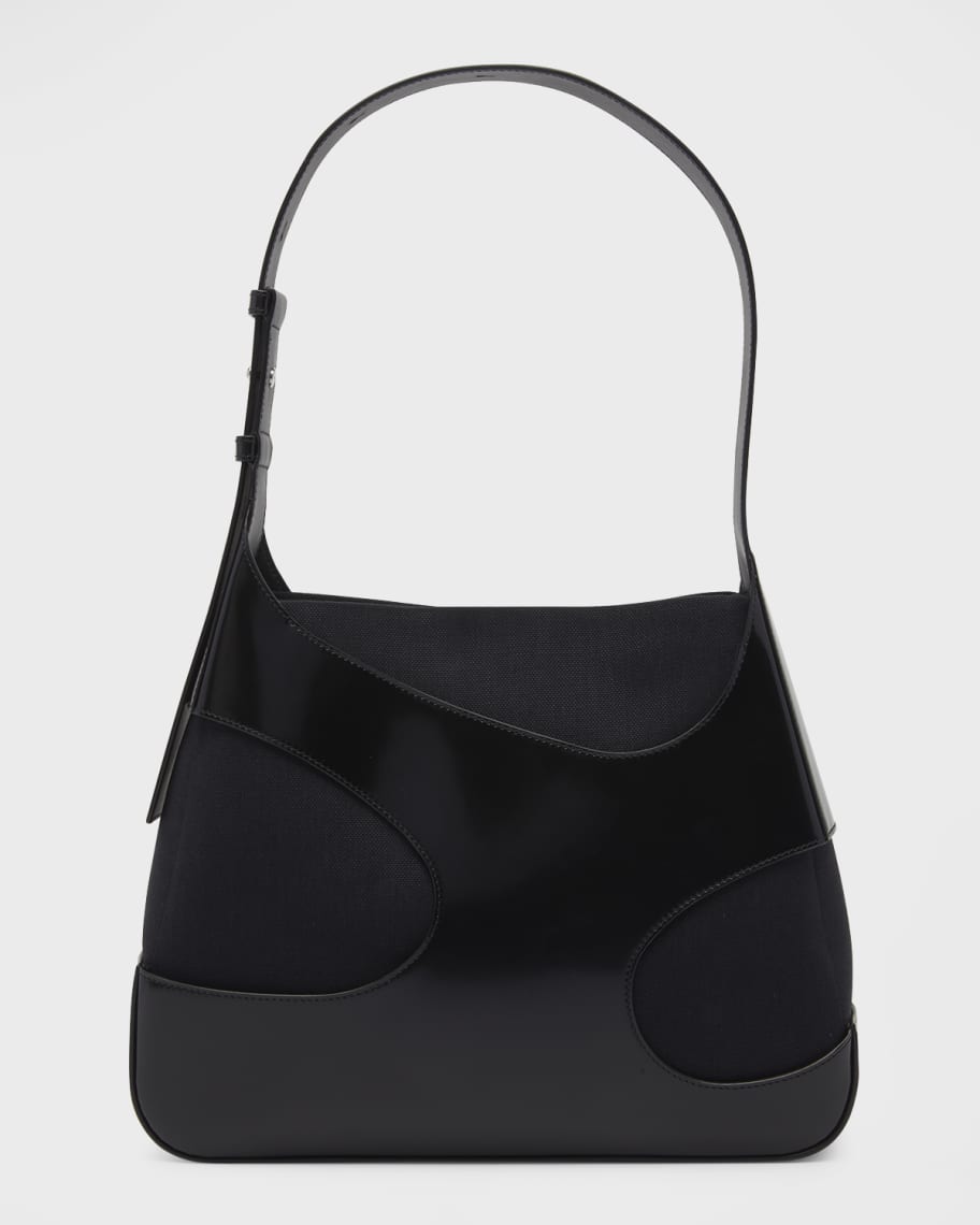 Ferragamo Cutout Canvas & Leather Shoulder Bag | Neiman Marcus