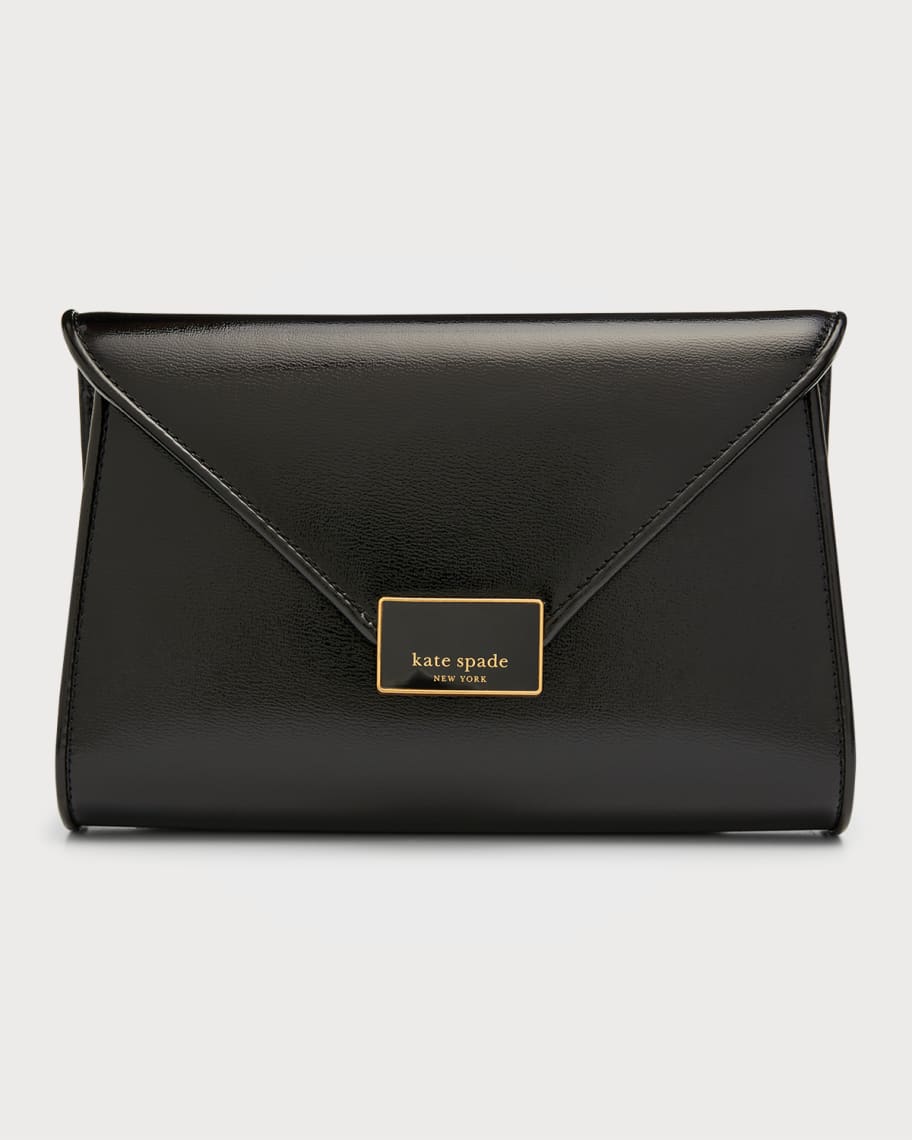 kate spade new york anna medium envelope shiny leather clutch bag