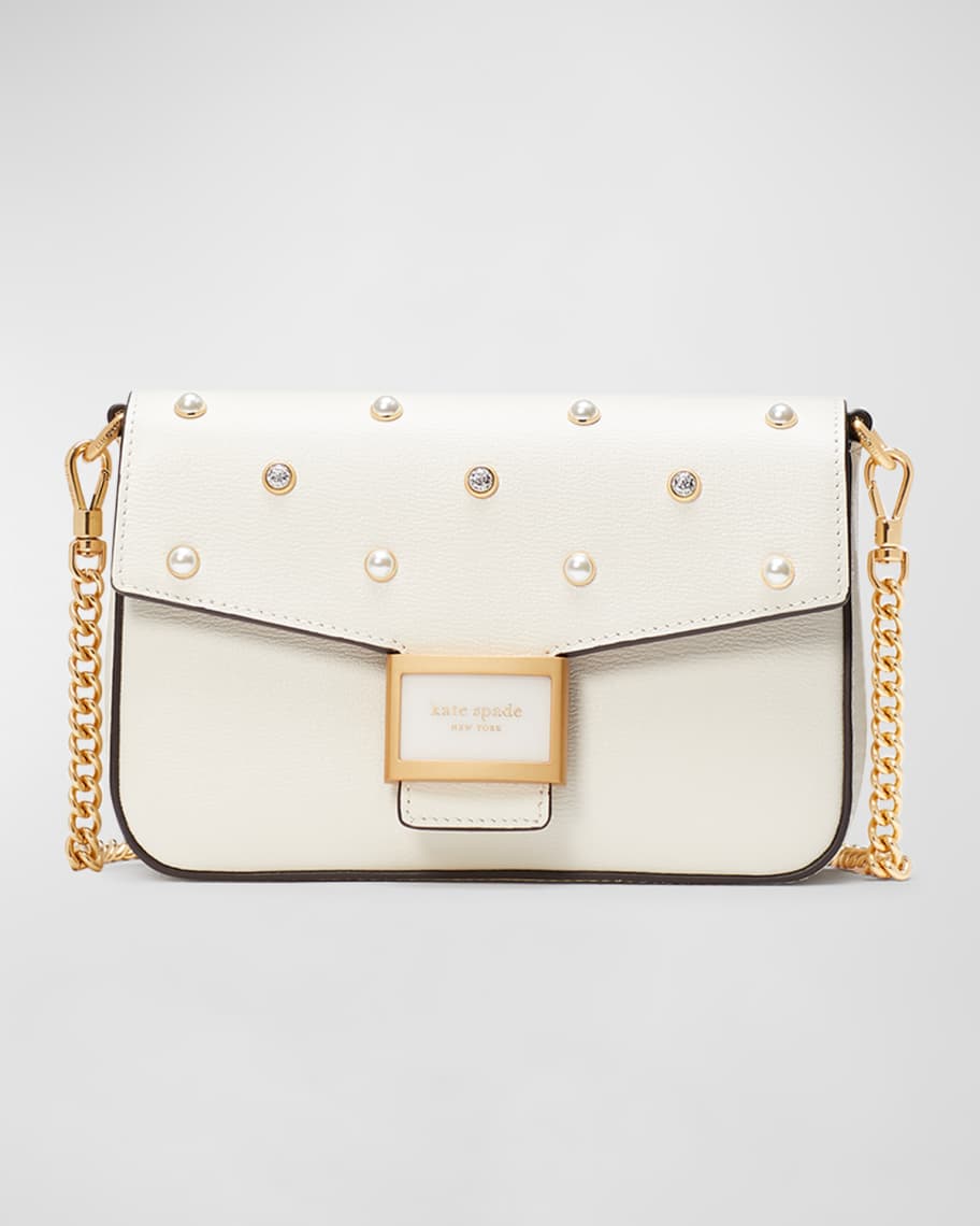 Katy Textured Leather Flap Chain Crossbody Bag