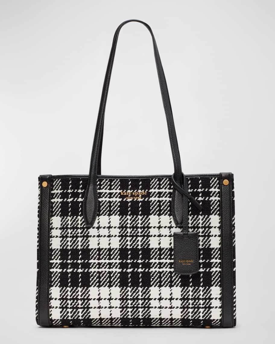 kate spade new york market medium plaid jacquard tote bag Neiman Marcus
