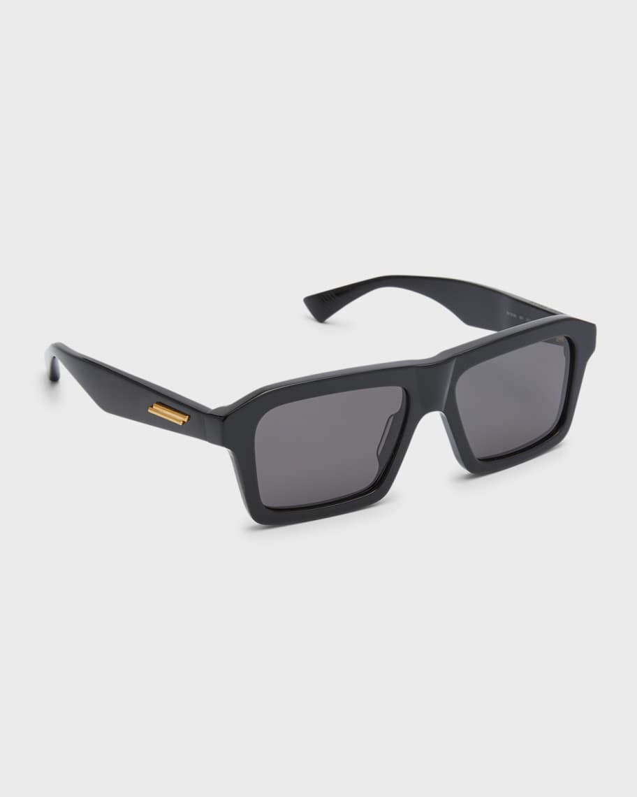 Alexander Mcqueen Men's Wide Rectangle Acetate Sunglasses With