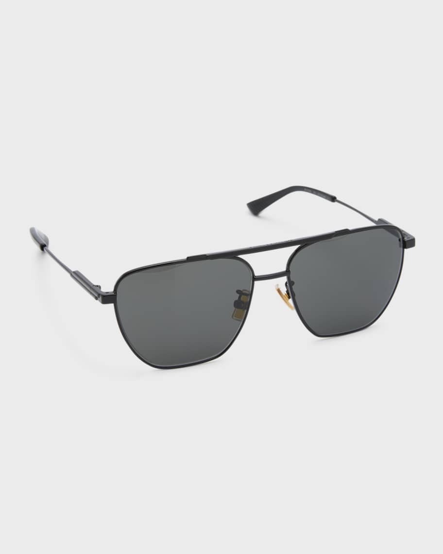 Bottega Veneta Men's Double-Bridge Metal Aviator Sunglasses | Neiman Marcus