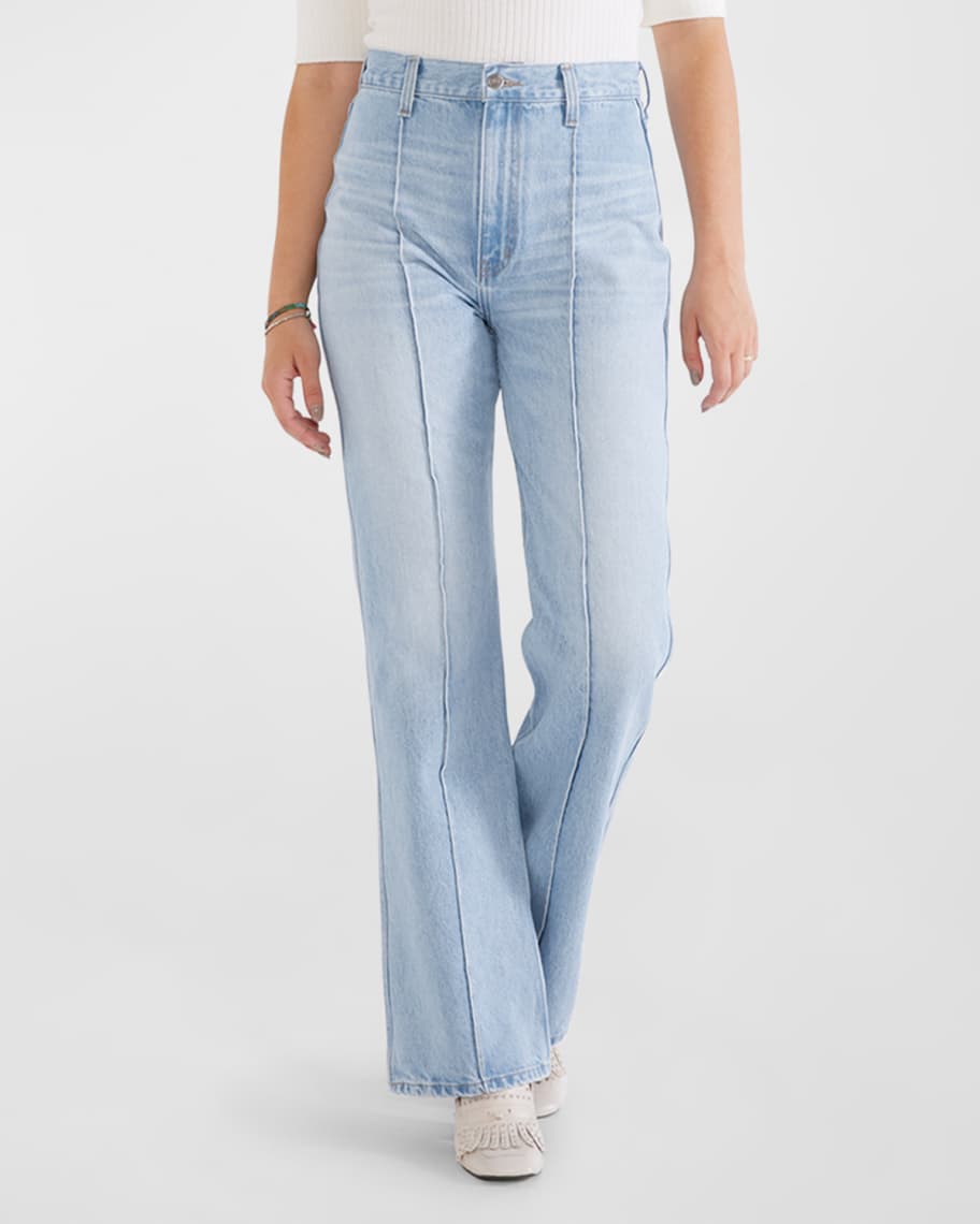 ETICA Estilia High Rise Flared Pintuck Jeans | Neiman Marcus