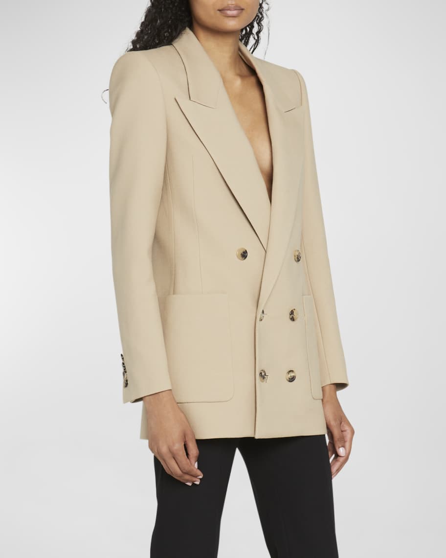 Saint Laurent Wool Button-Front Blazer Jacket | Neiman Marcus