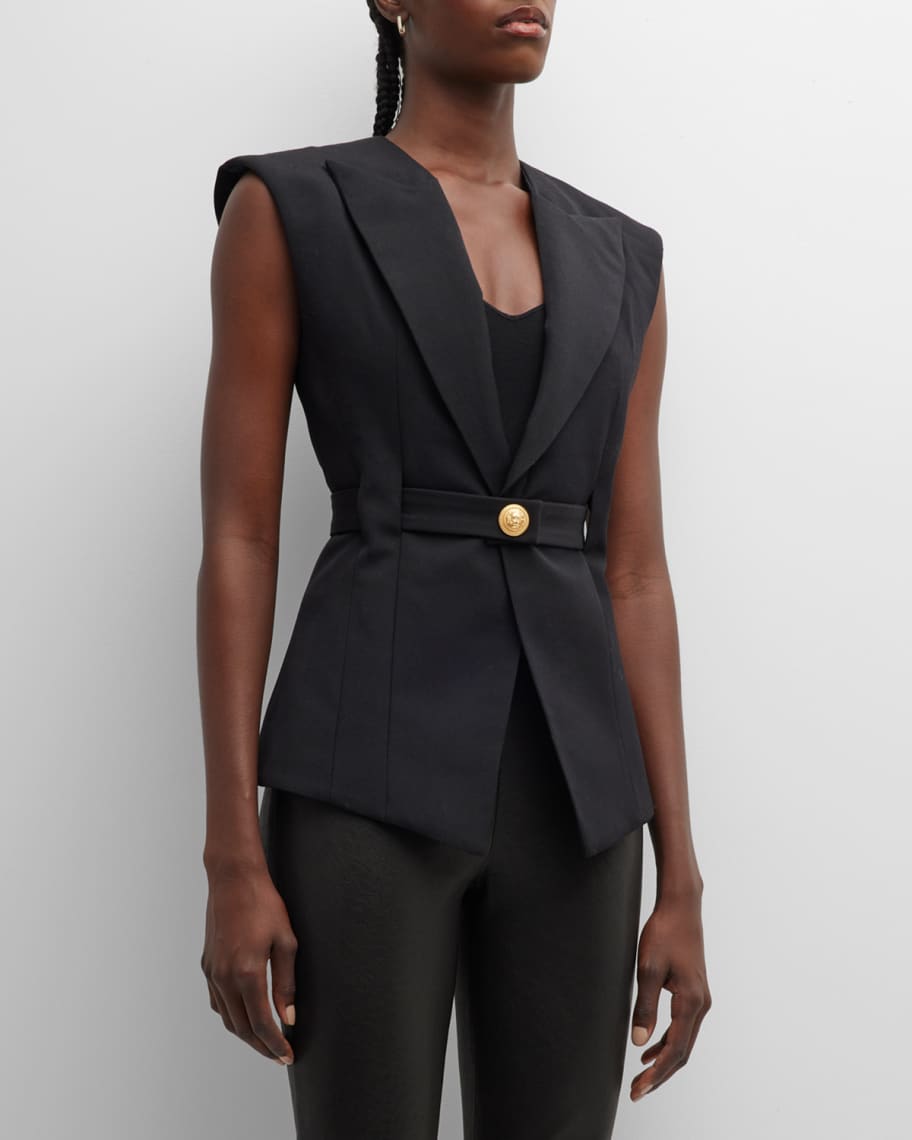 BALMAIN - Sleeveless Belted Wool Jacket