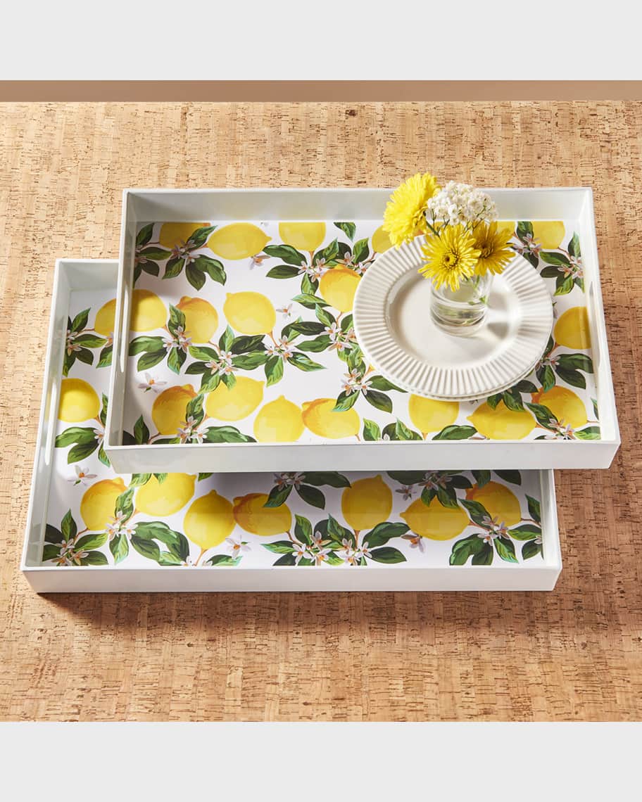 American Atelier Blossoms & Lemons Trays, Set of 2 Neiman Marcus