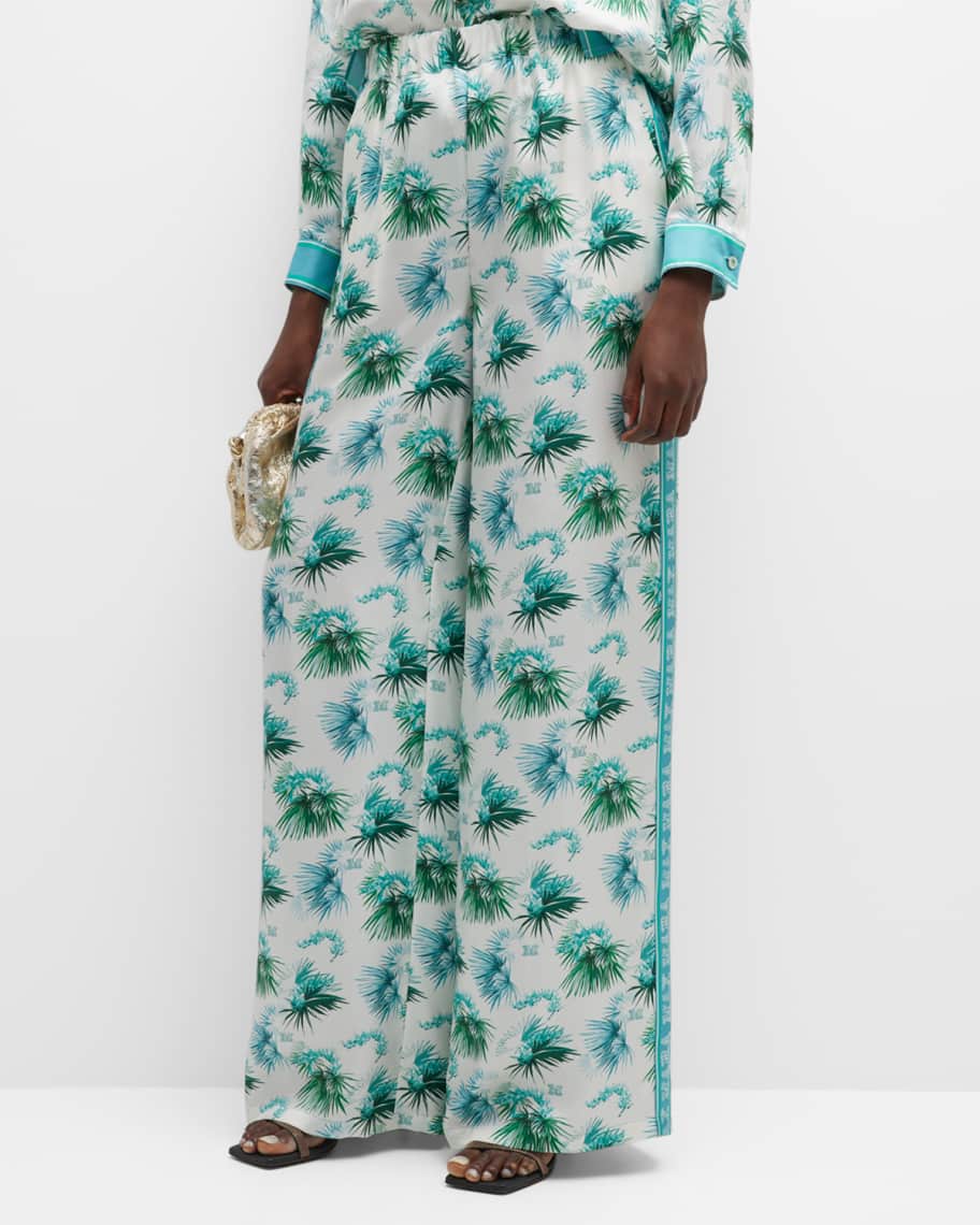 Max Mara Umile Printed Wide-Leg Silk Pants | Neiman Marcus