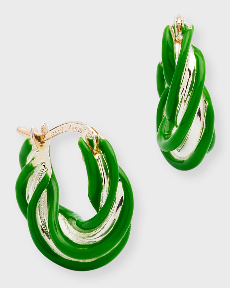 Bottega Veneta triangle enamel earrings - Green