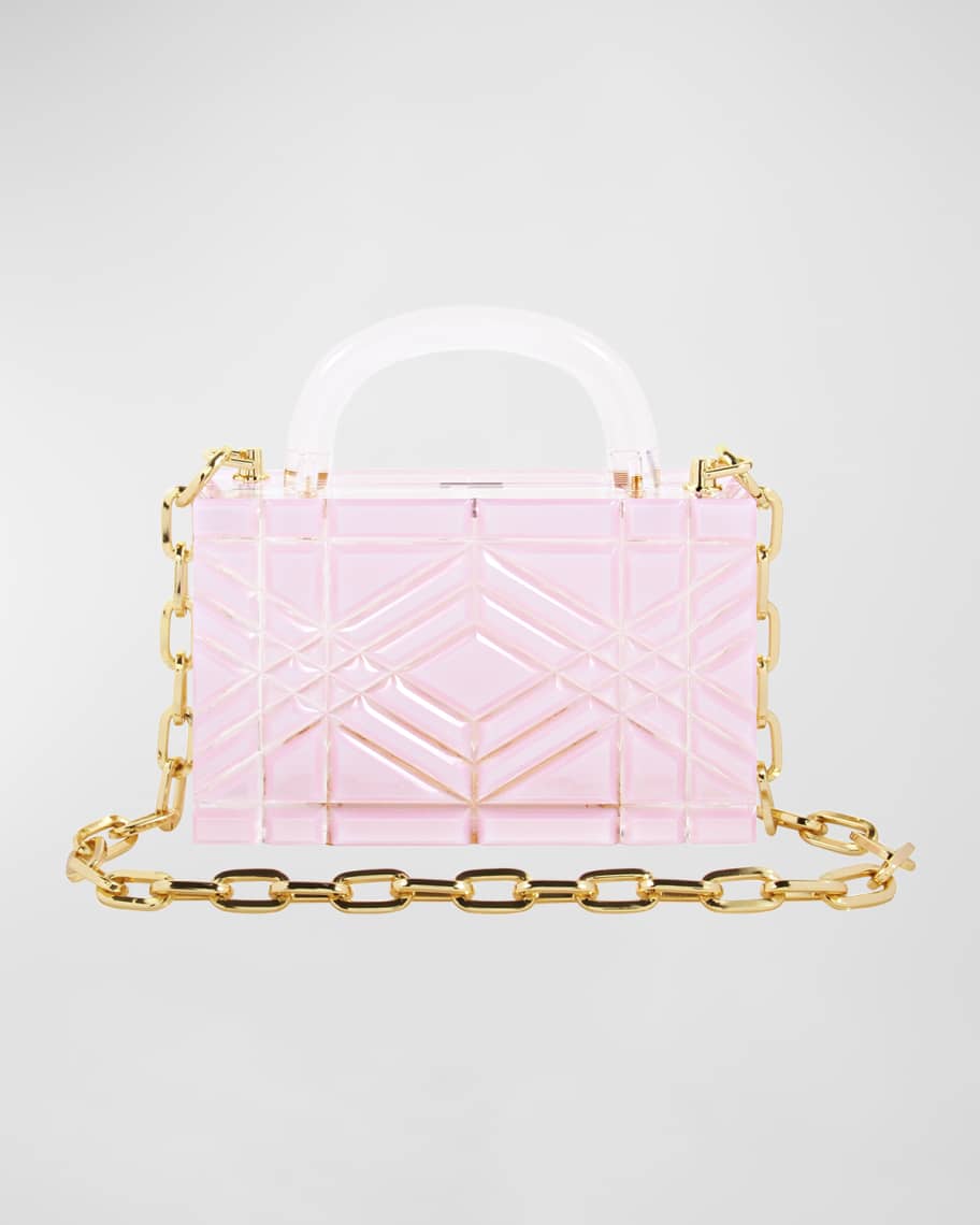 L'Afshar Adele Mini Acrylic Top-Handle Bag With Crossbody Chain