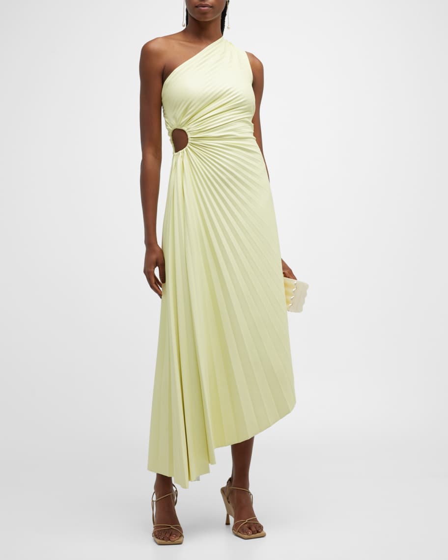 A.L.C. Delfina Cut Out Pleated Midi Dress Neiman Marcus