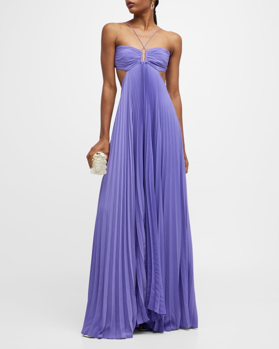 A.L.C. Moira Pleated Halter Maxi Dress Neiman Marcus