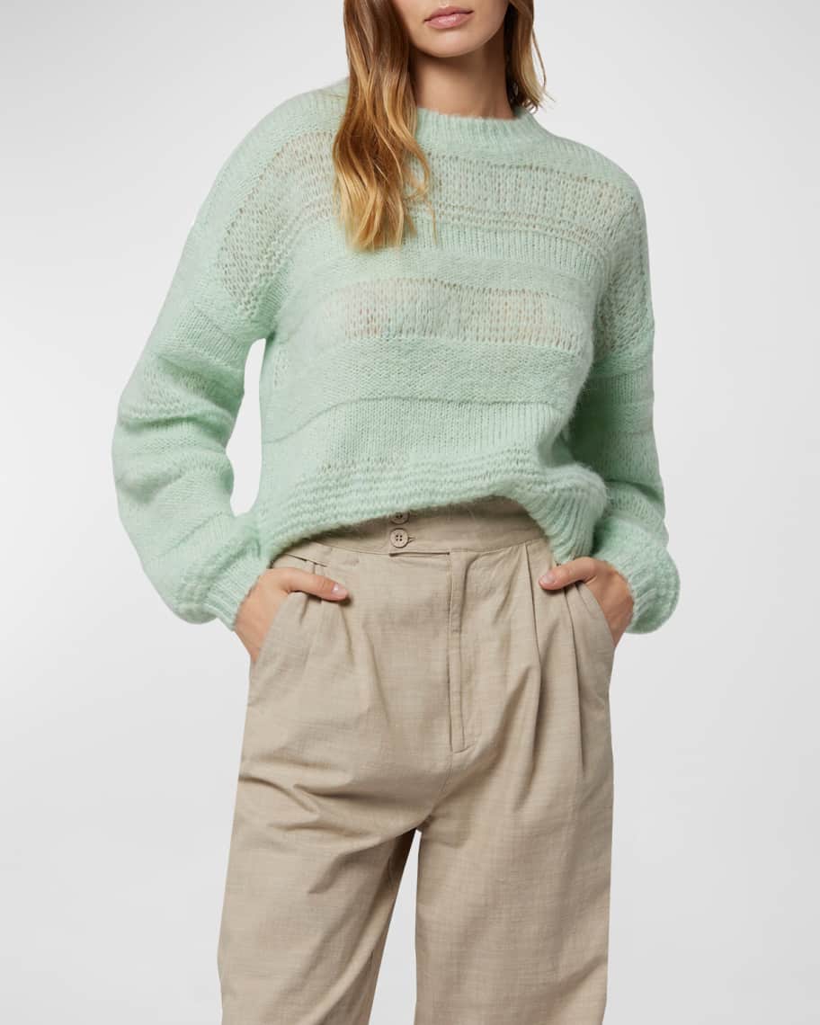 Joie Blanche Textured Striped Crewneck Sweater Neiman Marcus