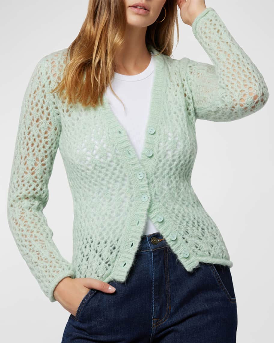 OPEN STITCH BUTTON FRONT CARDIGAN