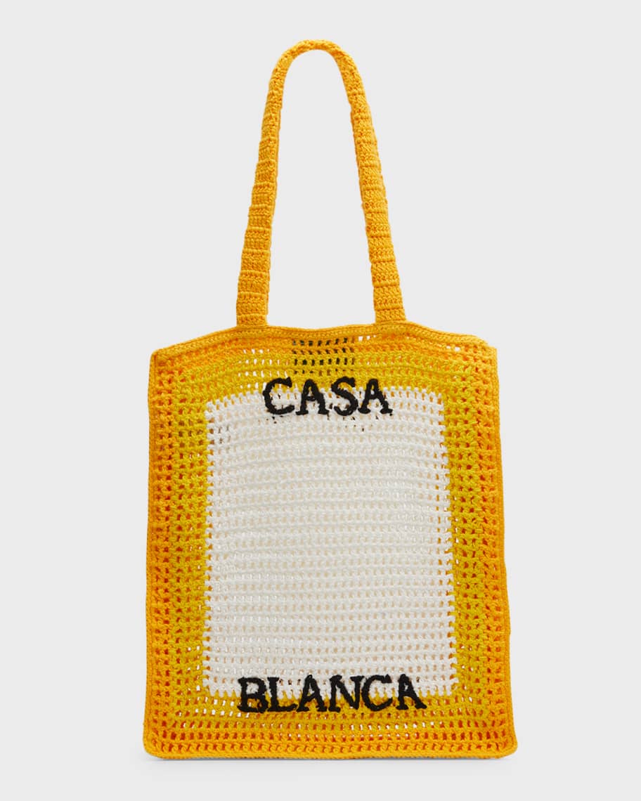 Small Logo Crochet Tote Bag in Neutrals - Prada