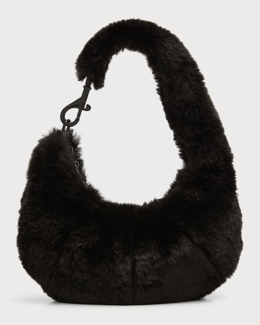 Rebecca Minkoff Mini Faux-Fur Croissant Top-Handle Bag | Neiman Marcus