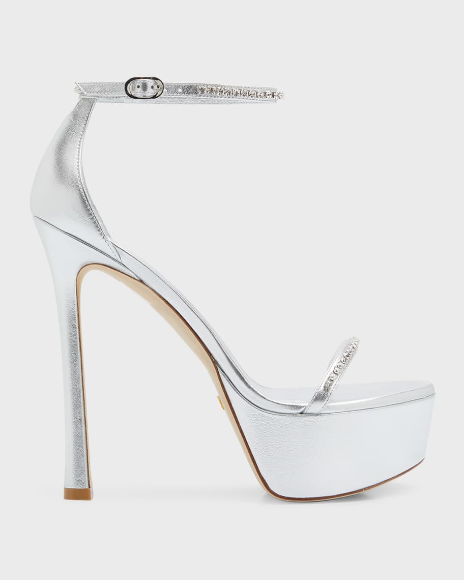 Stuart Weitzman Nudist Hollywood Glam Metallic Platform Sandals