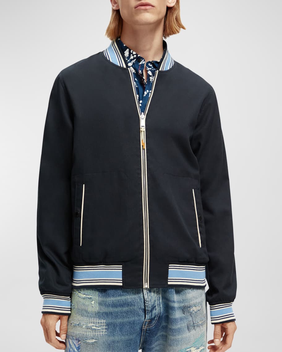 Scotch & Soda Men's Printed Reversible Bomber Jacket