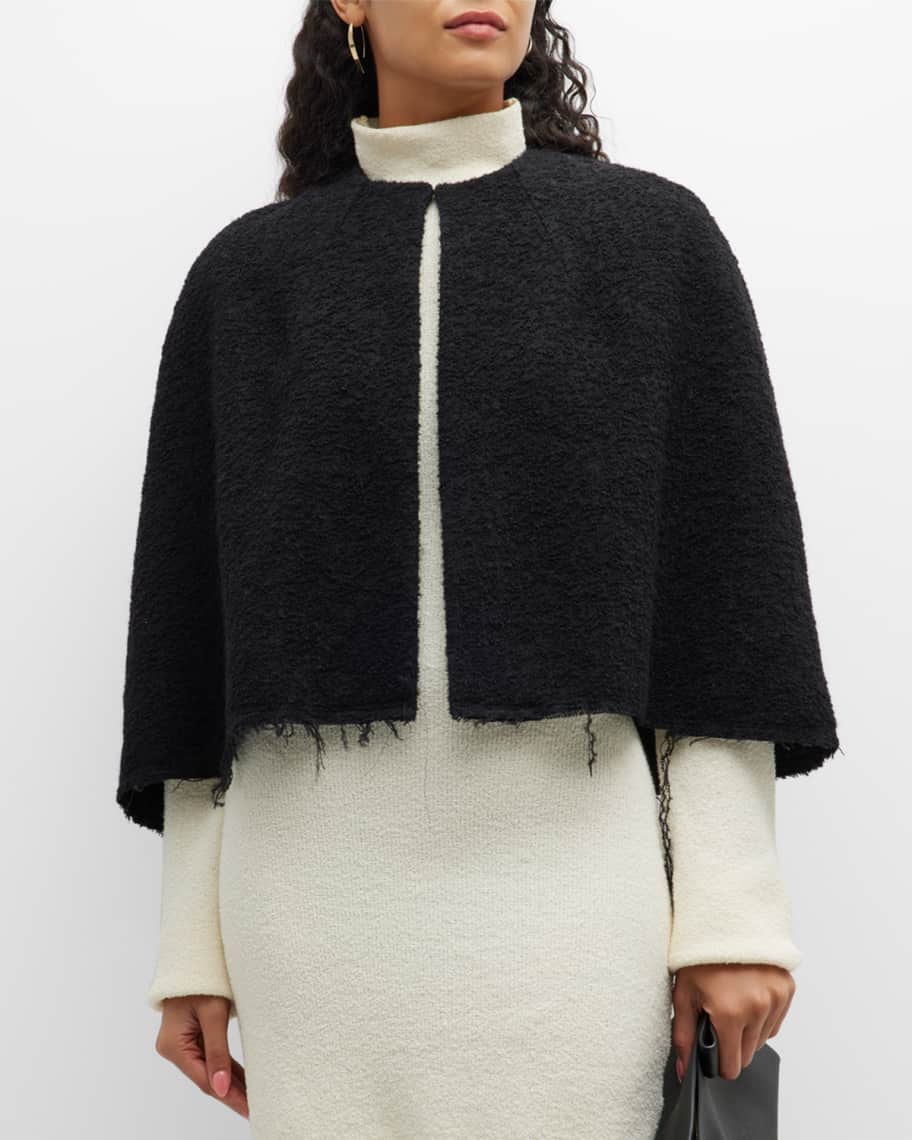Toteme Raw-Edge Wool Boucle Cape | Neiman Marcus