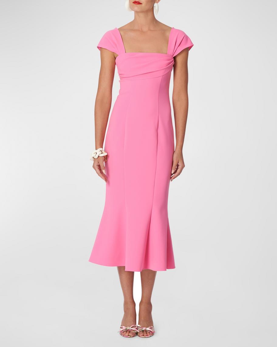 R DRAPED SQUARE NECK DRESS