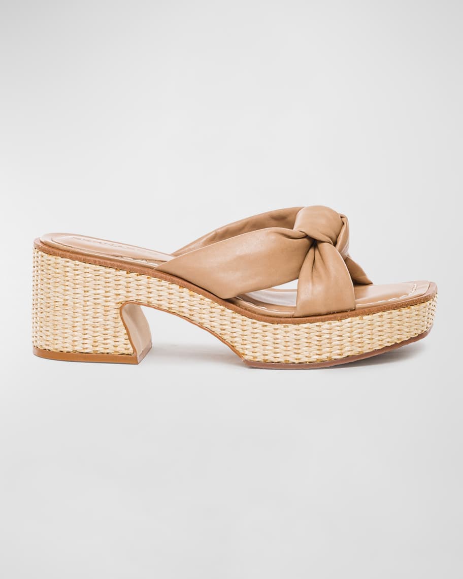 Image 1 of 4: Jolie Leather Knot Platform Sandals