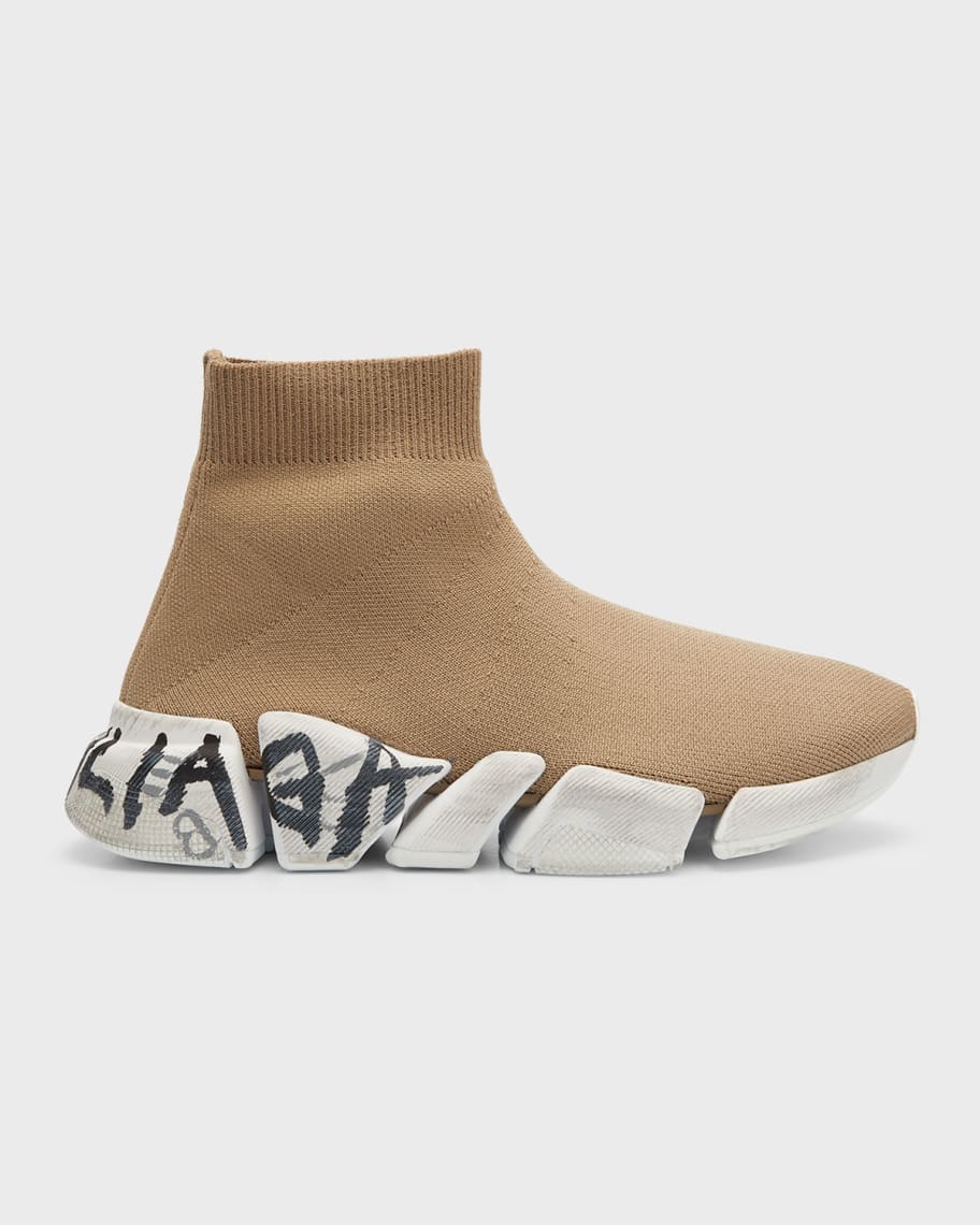 Balenciaga Speed 2.0 Graffiti Knit Sock Sneakers | Neiman Marcus