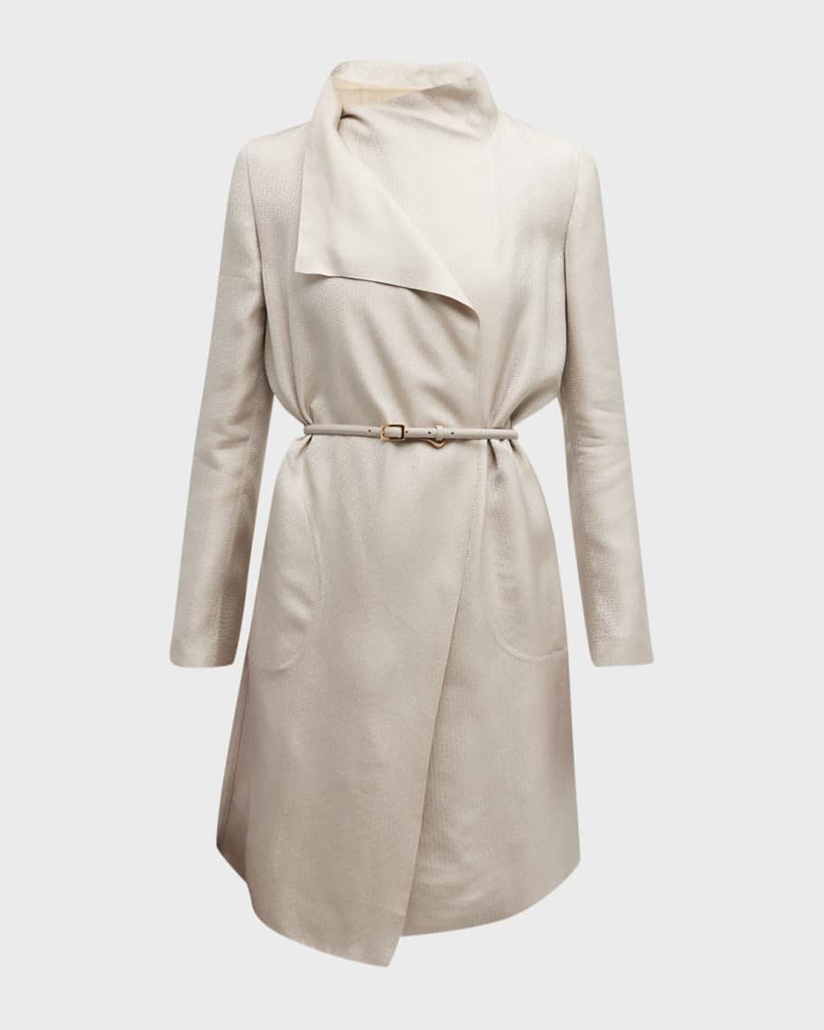 ジャケット・アウター Special GIORGIO ARMANI CAMEL Belted Coat Giorgio Armani Belted Metallic Wrap Coat | Neiman Marcus