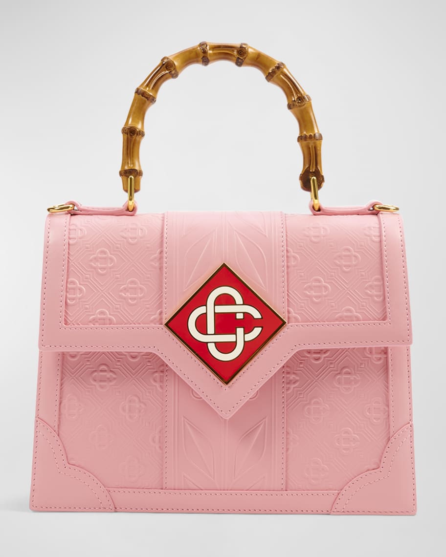 CASABLANCA Jeanne Monogram-Embossed Leather Top-Handle Bag | Neiman Marcus