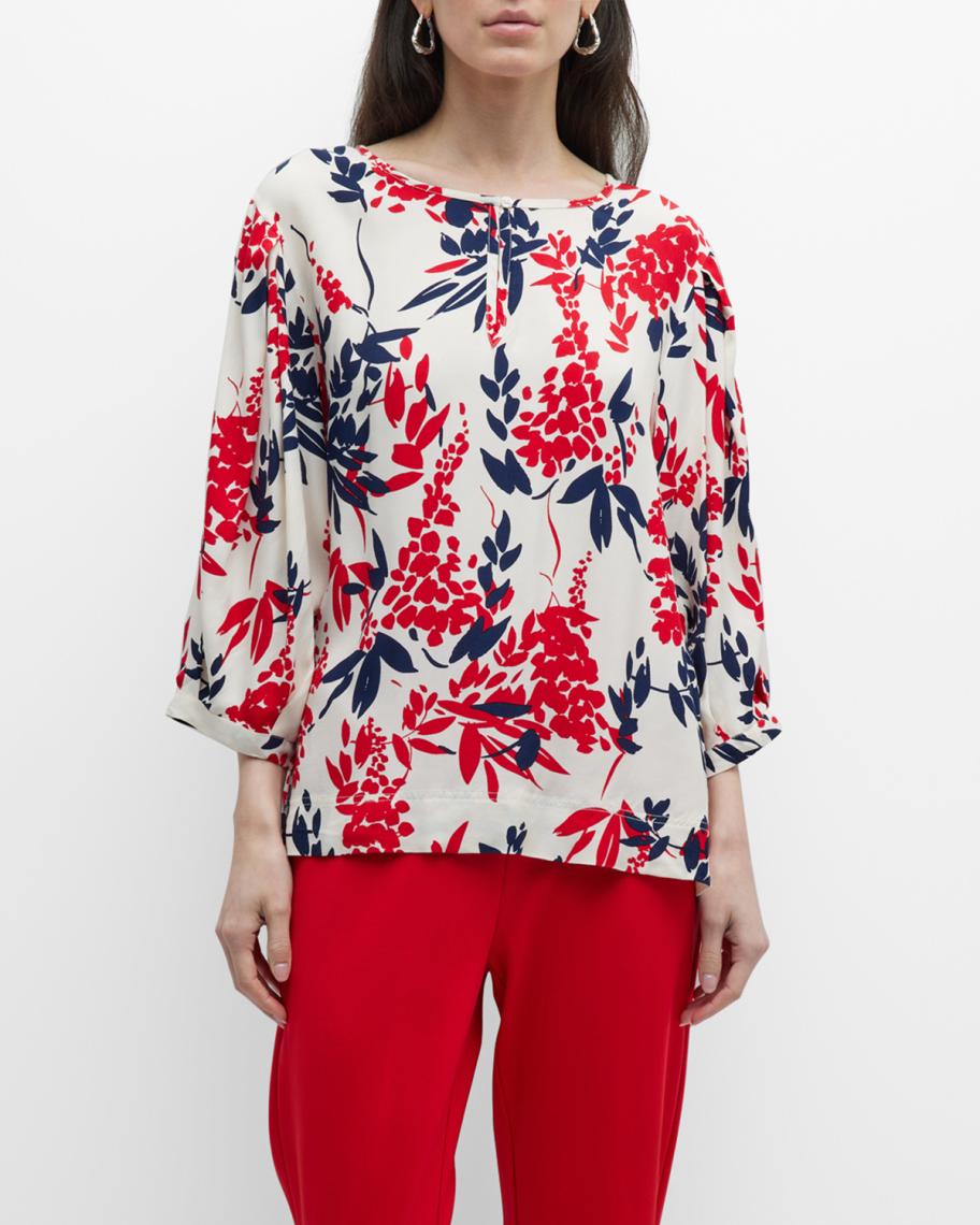 T-Shirt Donna F&F – Maniche 3/4 – Stampa Floreale E Rigata – Cotone – Taglie 6-22