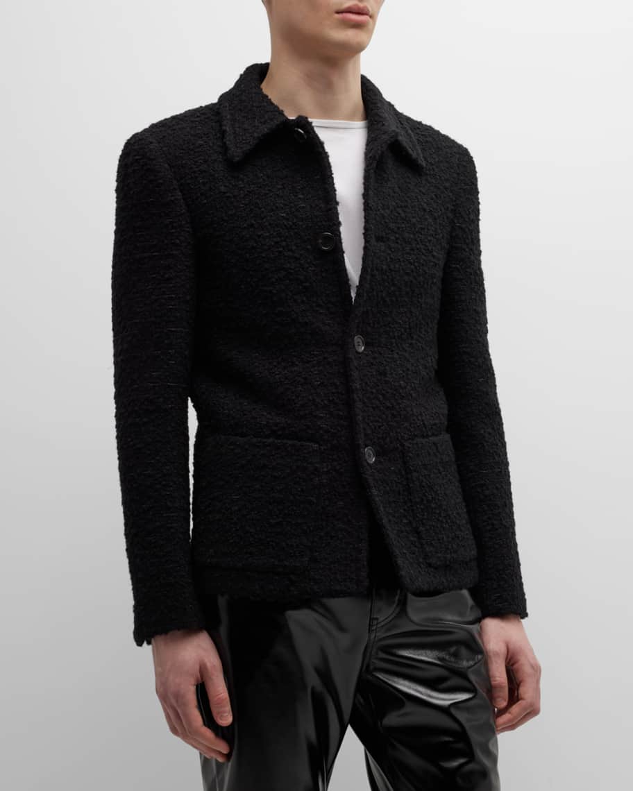 Saint Laurent Men's Solid Tweed Jacket | Neiman Marcus