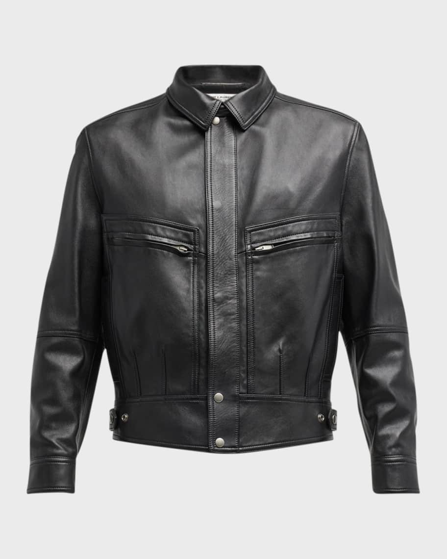 Mens ysl hotsell leather jacket