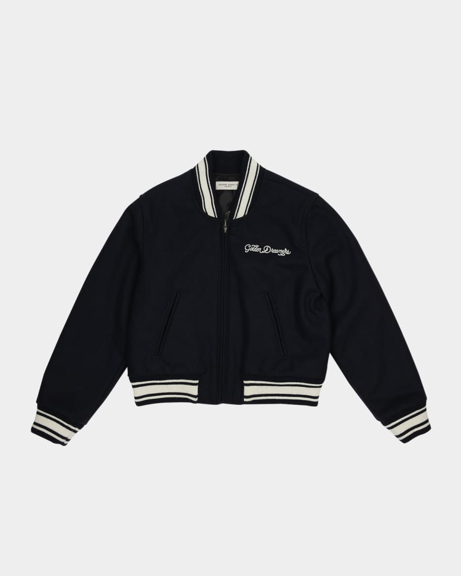 Golden ｜JACKETS (GWP00832 P000618 50486) Women's bomber jacket in dark blue wool with white details
