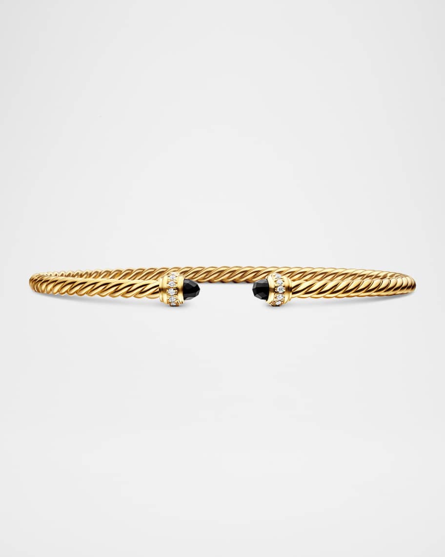 David Yurman Cablespira Bracelet with Gemstone and Diamonds in 18K Gold