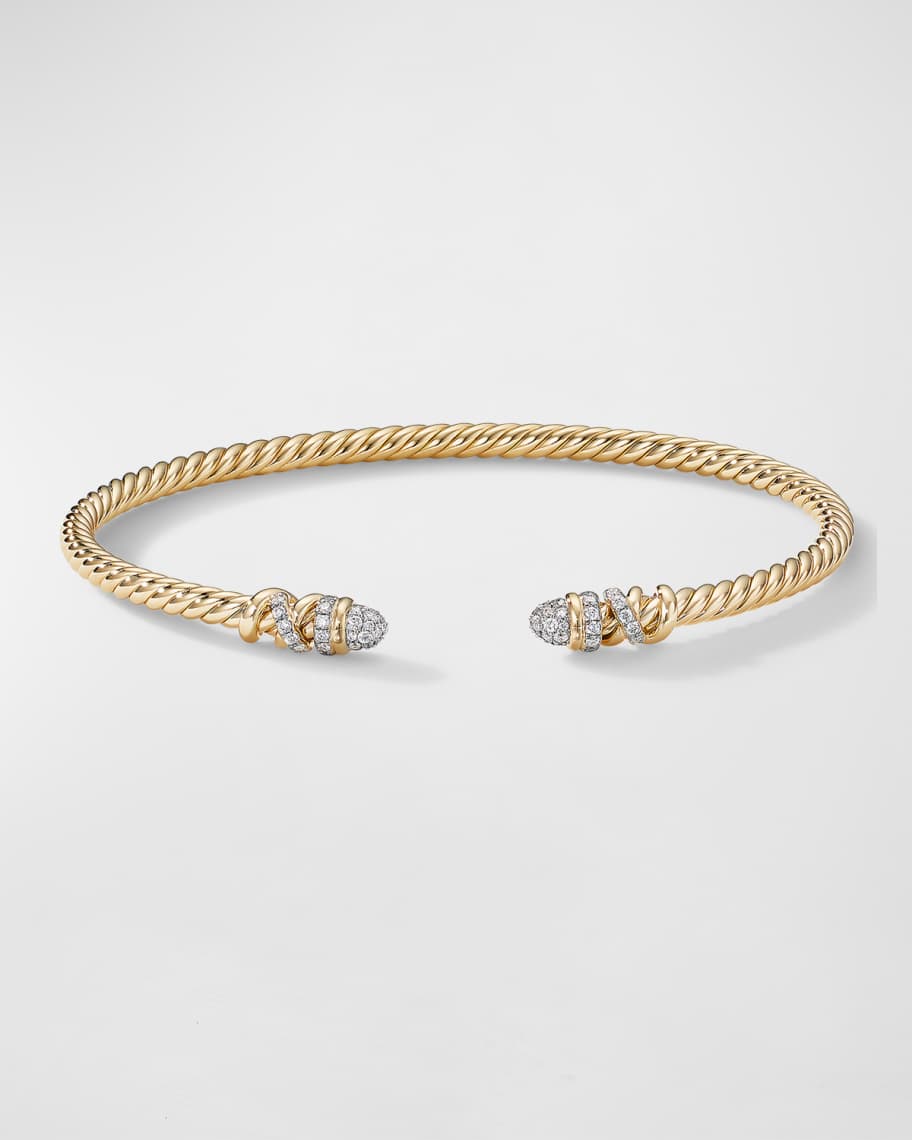 David Yurman Petite Helena Bracelet with Diamonds in 18K Gold, 3mm