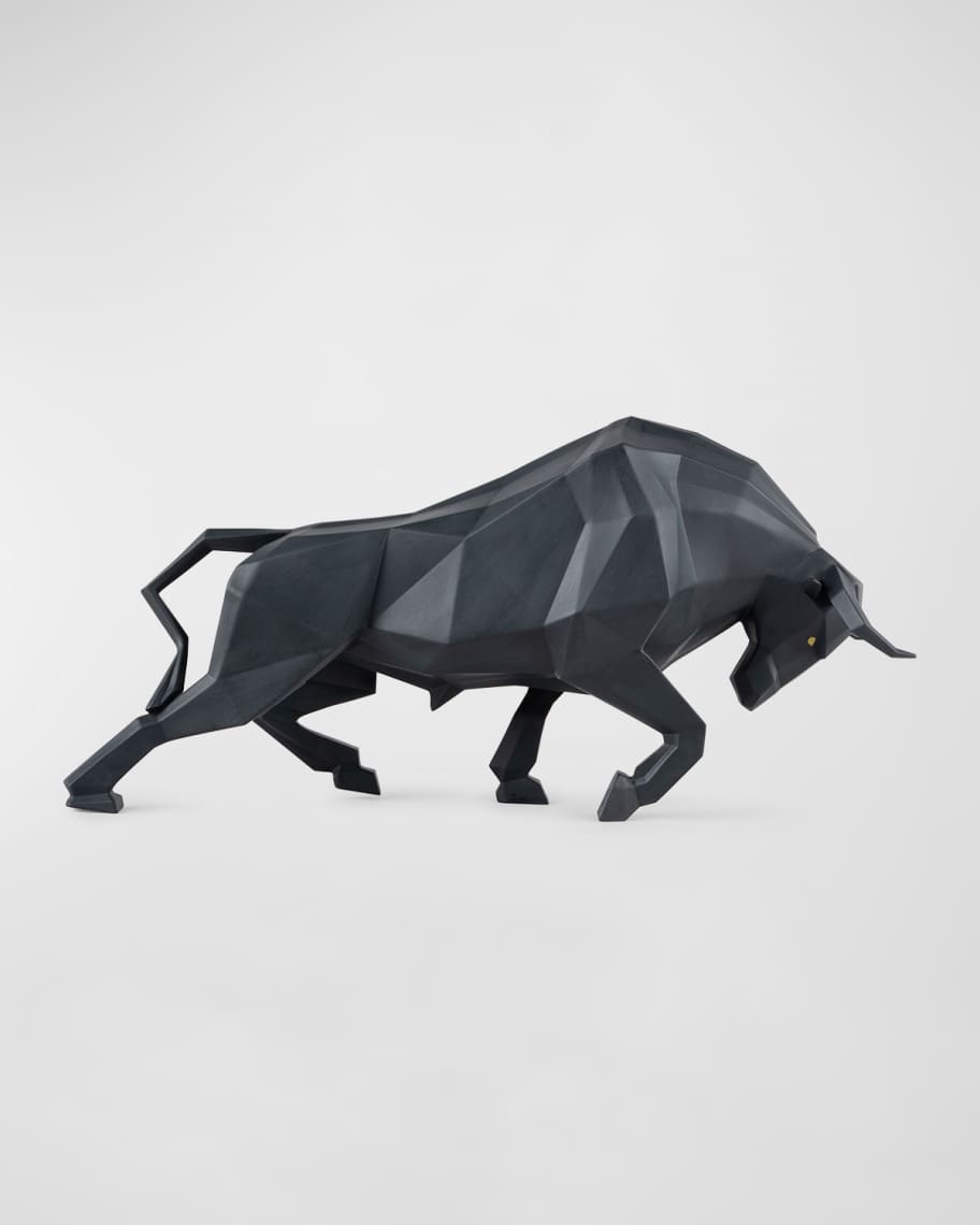 Lladro Bull Matte Black Sculpture