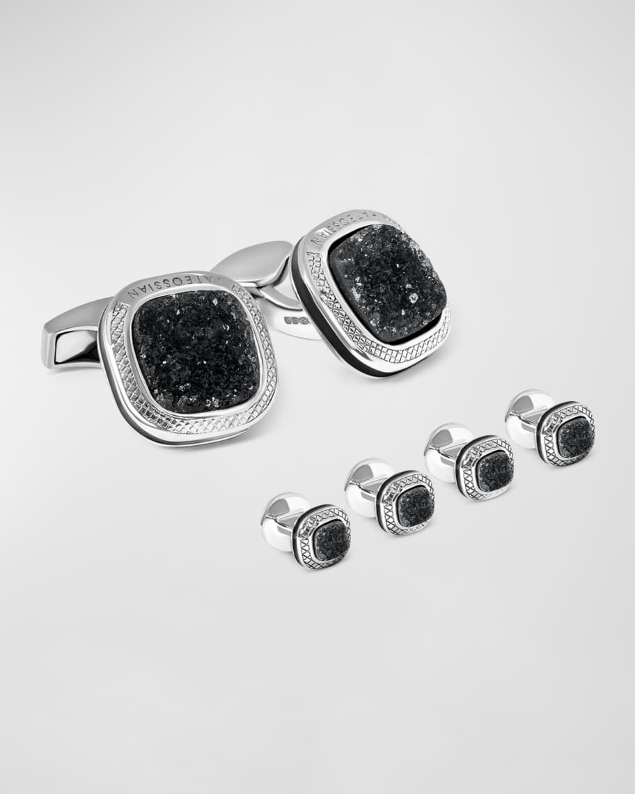 Tateossian Men's Drusy Stone Cuff Links Stud Set Neiman Marcus