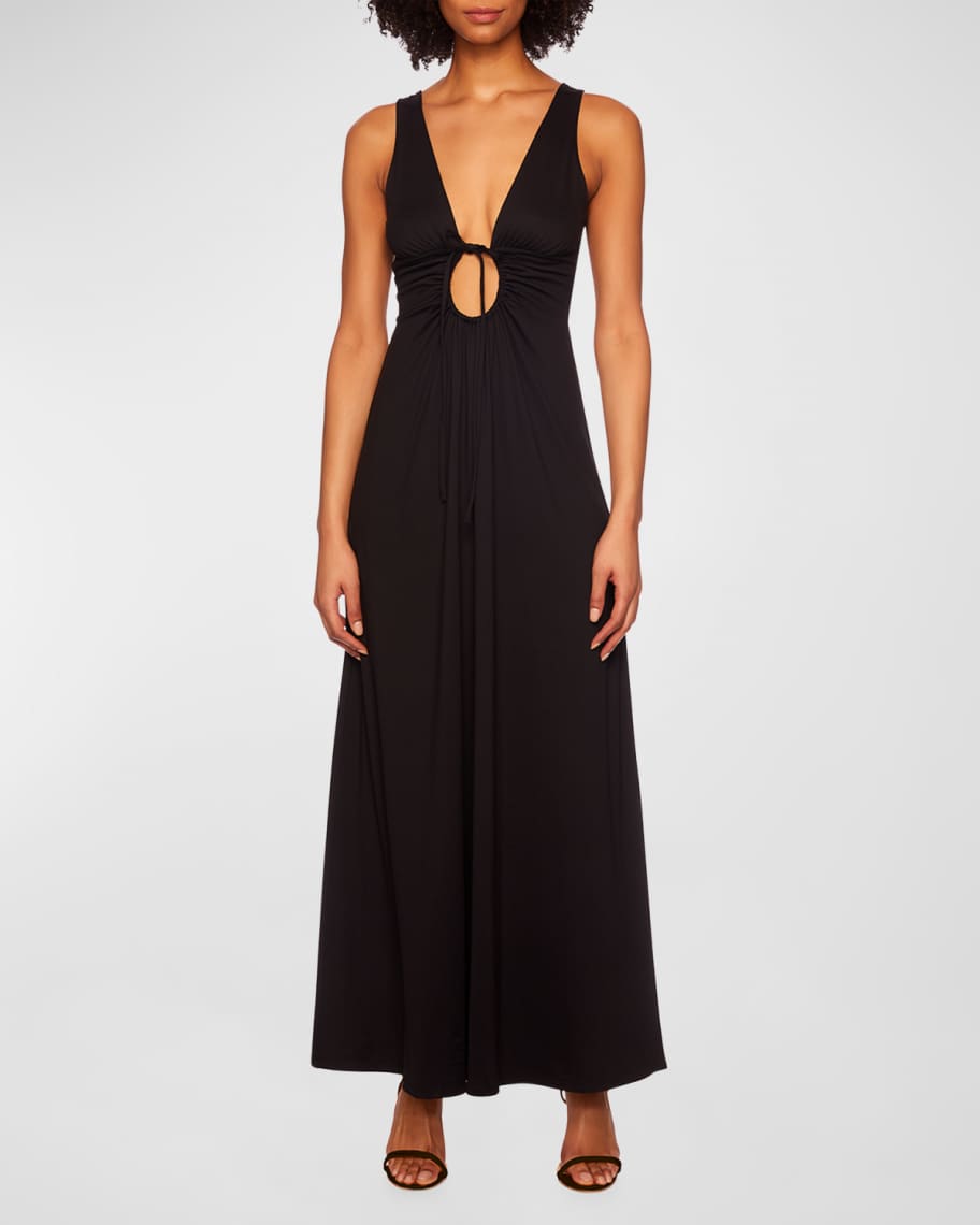 Susana Monaco Circle-Front Sleeveless Plunge Maxi Dress | Neiman Marcus