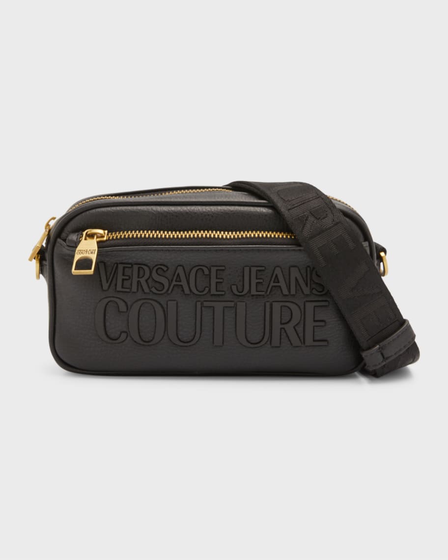 Versace Jeans Couture V-emblem Logo Couture Black Crossbody Bag for Men