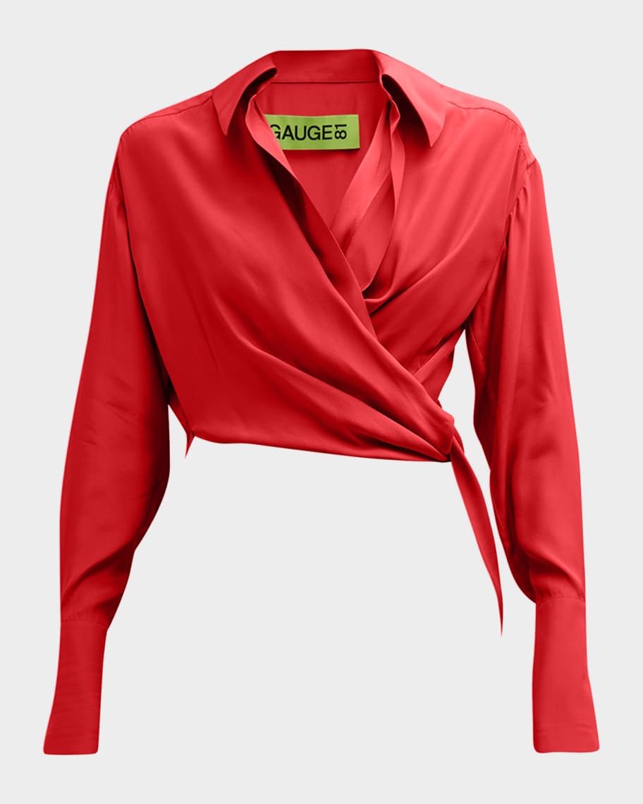 トップス Saya Gauge 81 Sabinas Silk Wrap Shirt | Neiman Marcus