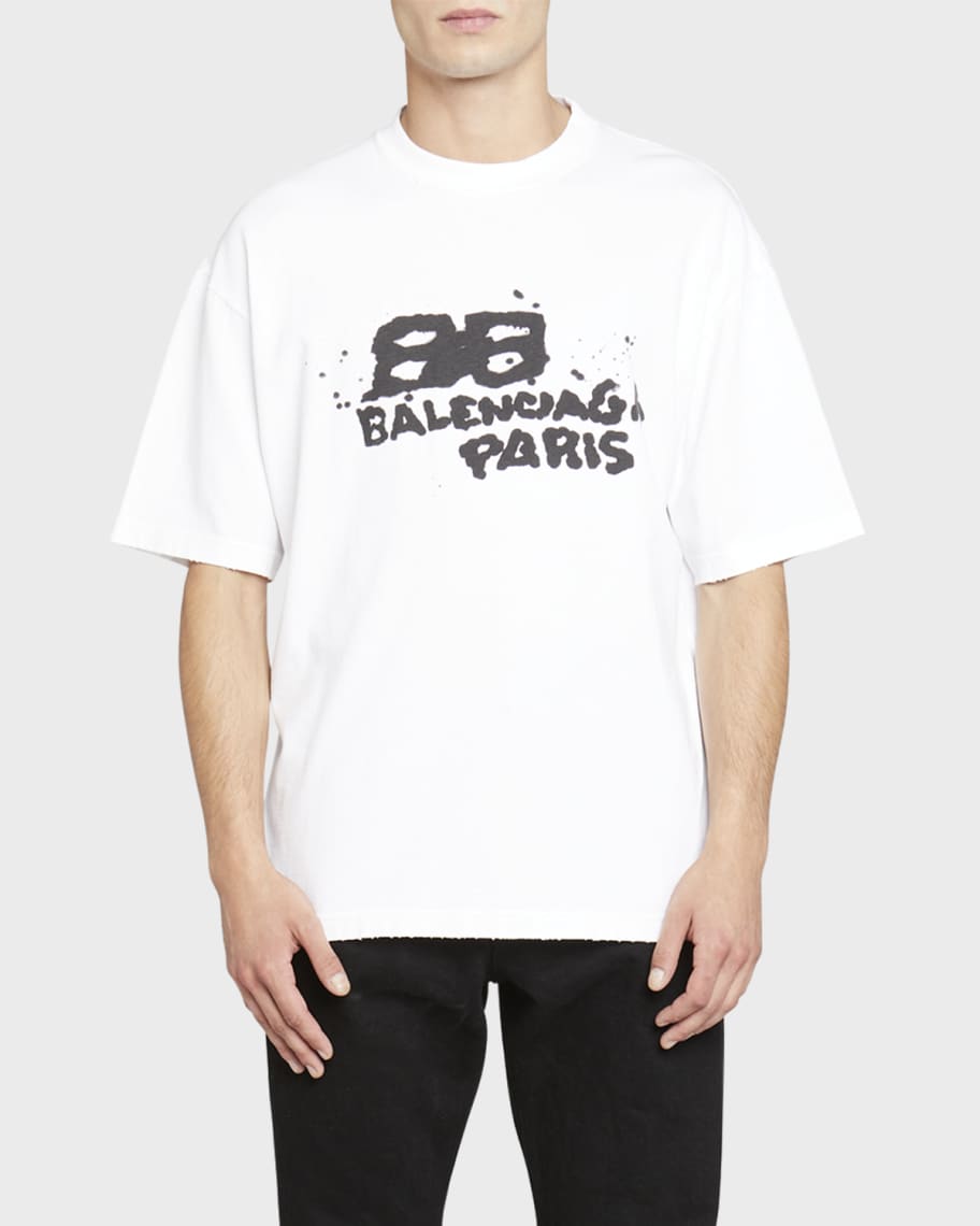 Balenciaga Men's Dirty BB Paris Icon T-Shirt | Neiman Marcus