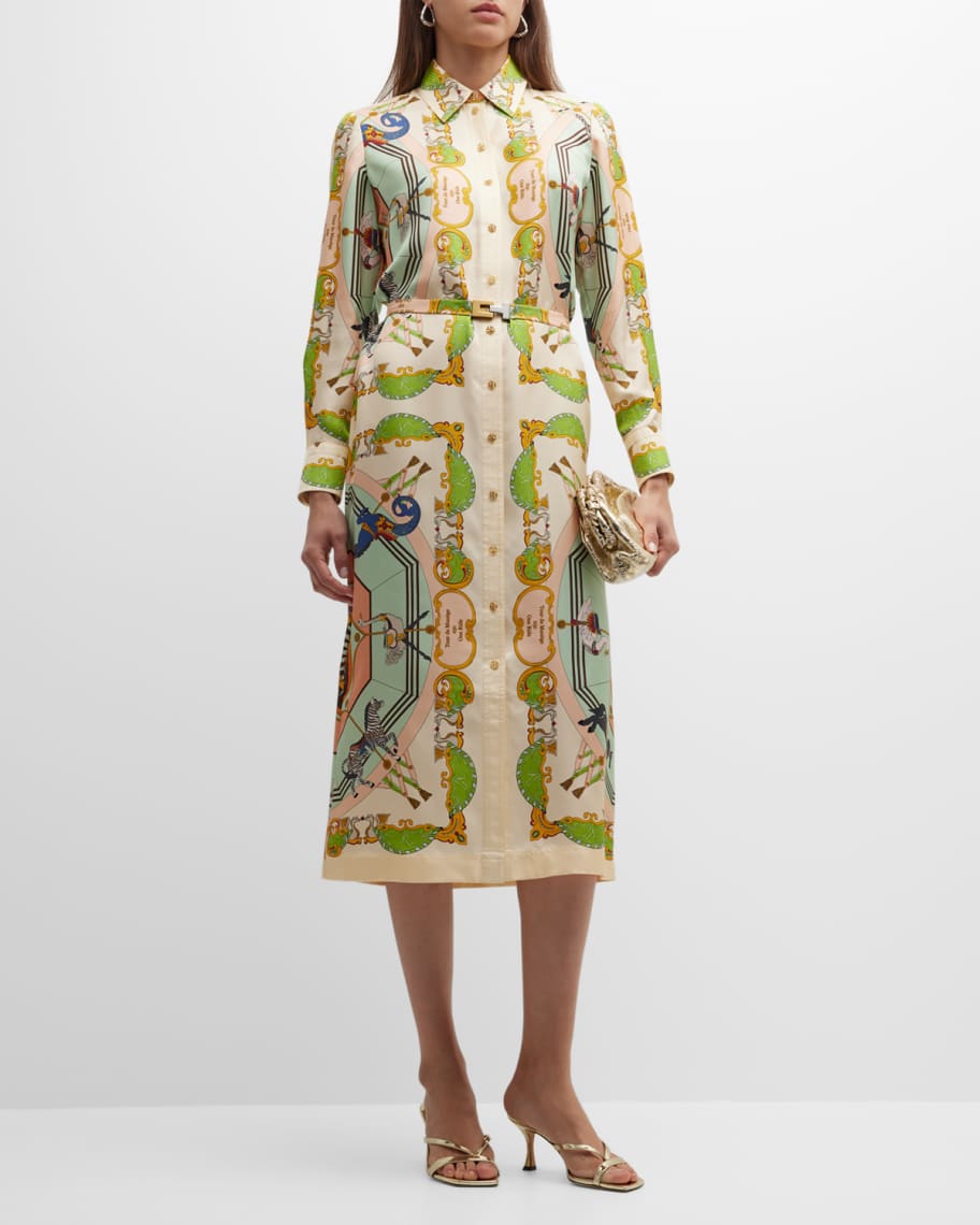 Printed cotton midi shirt dress - Tory Burch - Women