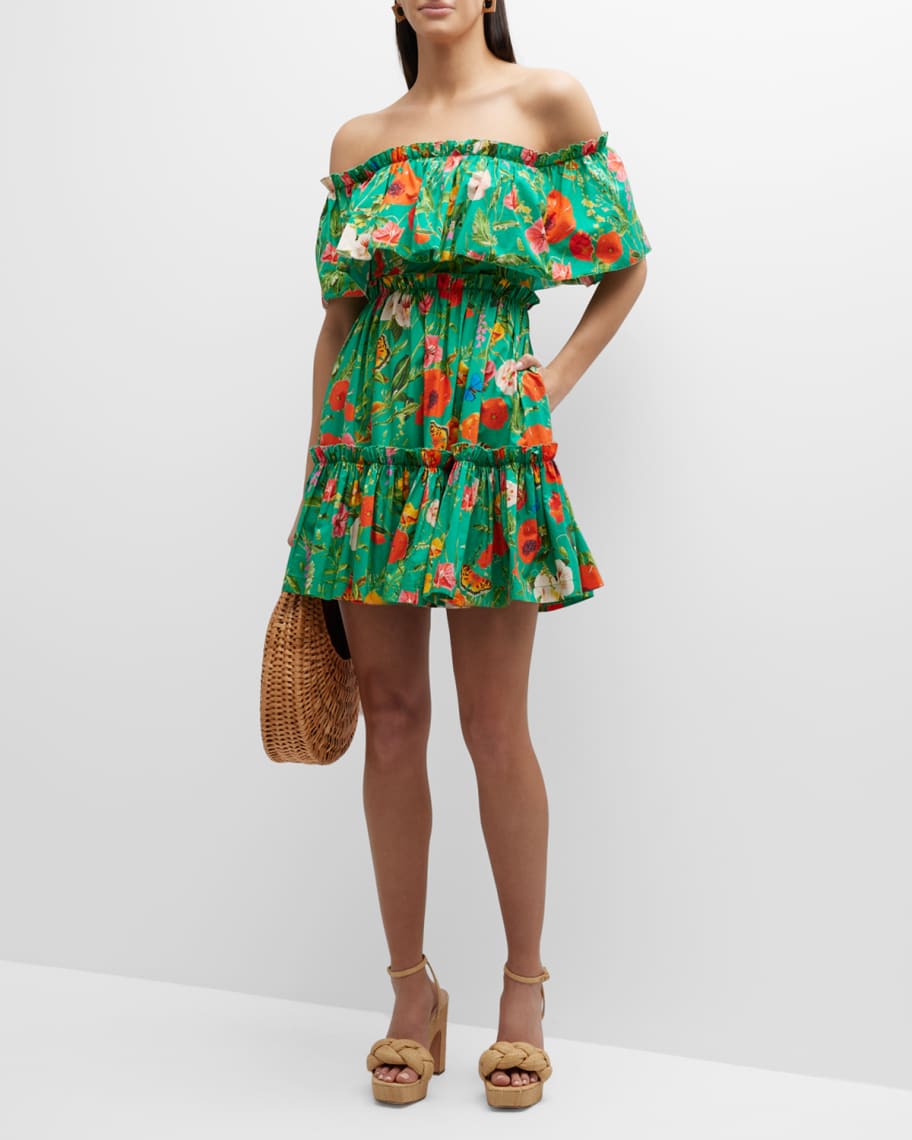 Cara Cara Liesel Floral Off-The-Shoulder Mini Dress | Neiman Marcus