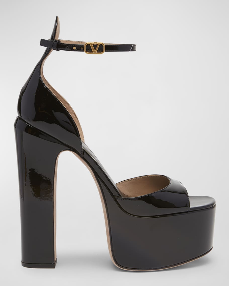 Valentino Garavani Tan-go Patent Ankle-Strap Platform Sandals | Neiman ...