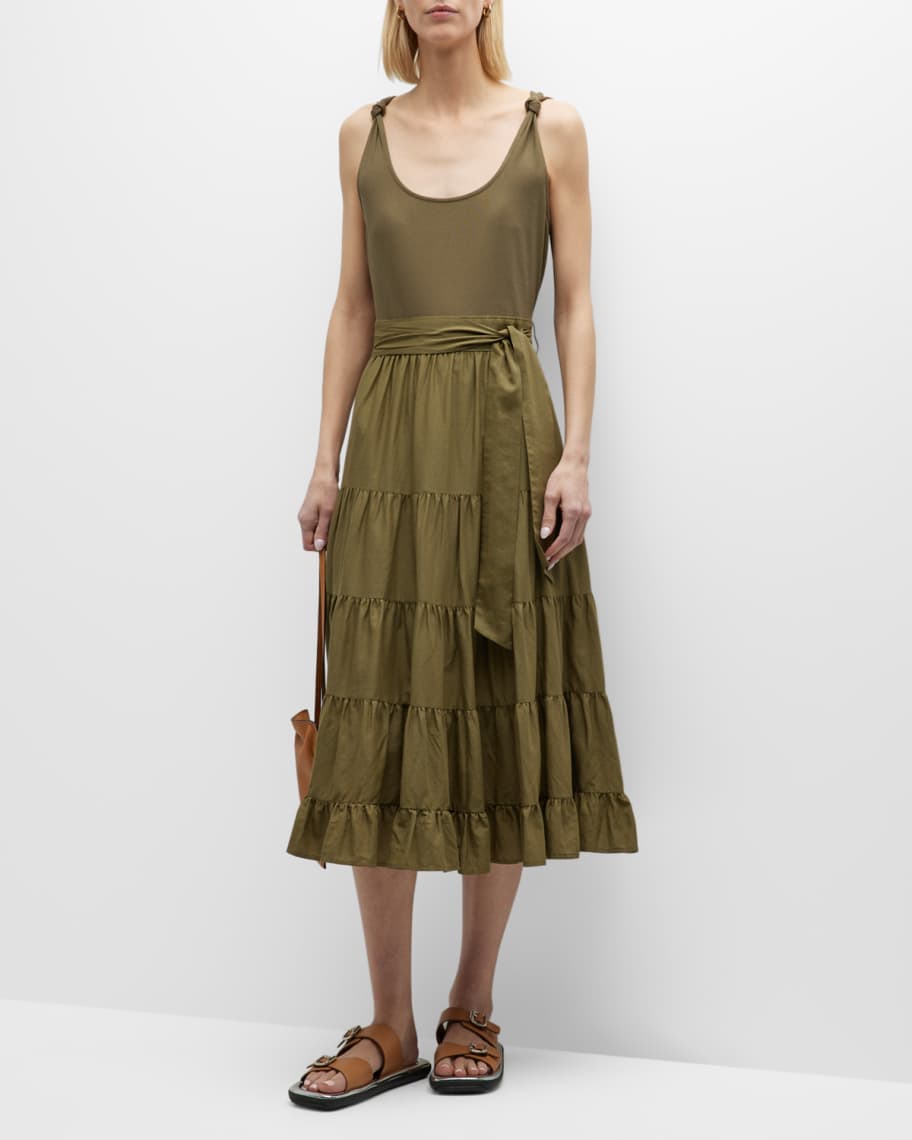 PAIGE Samosa Tiered Midi Tank Dress | Neiman Marcus