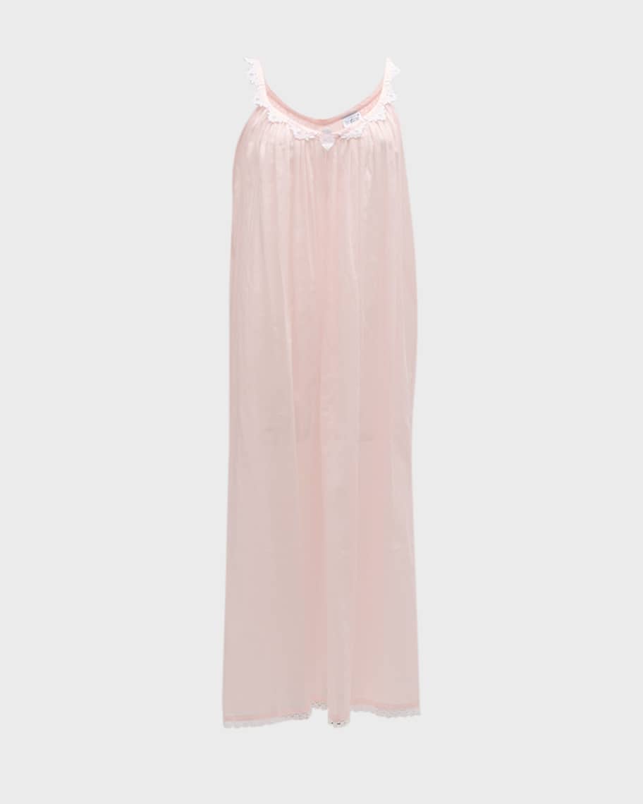 Celestine Janina Ruched LaceTrim Cotton Nightgown Neiman Marcus