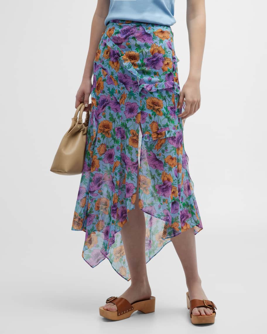 Veronica Beard Eleonora Floral Midi Skirt | Neiman Marcus