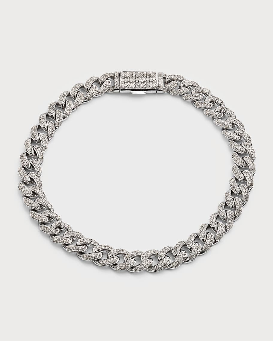 Heera Moti 14K White Gold Pave Diamond Curb Chain Bracelet | Neiman Marcus