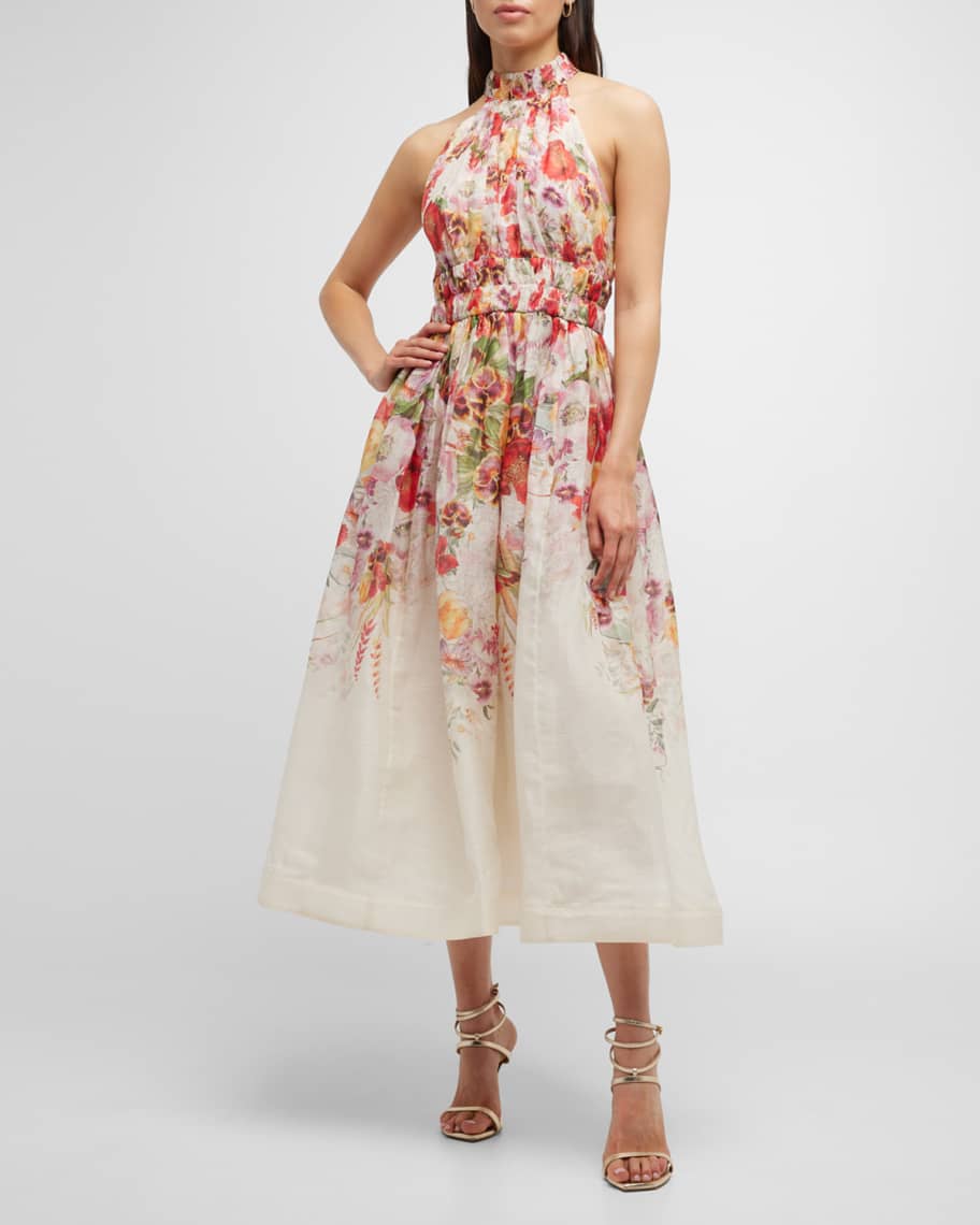 Zimmermann Wonderland Floral Halter Midi Dress Neiman Marcus