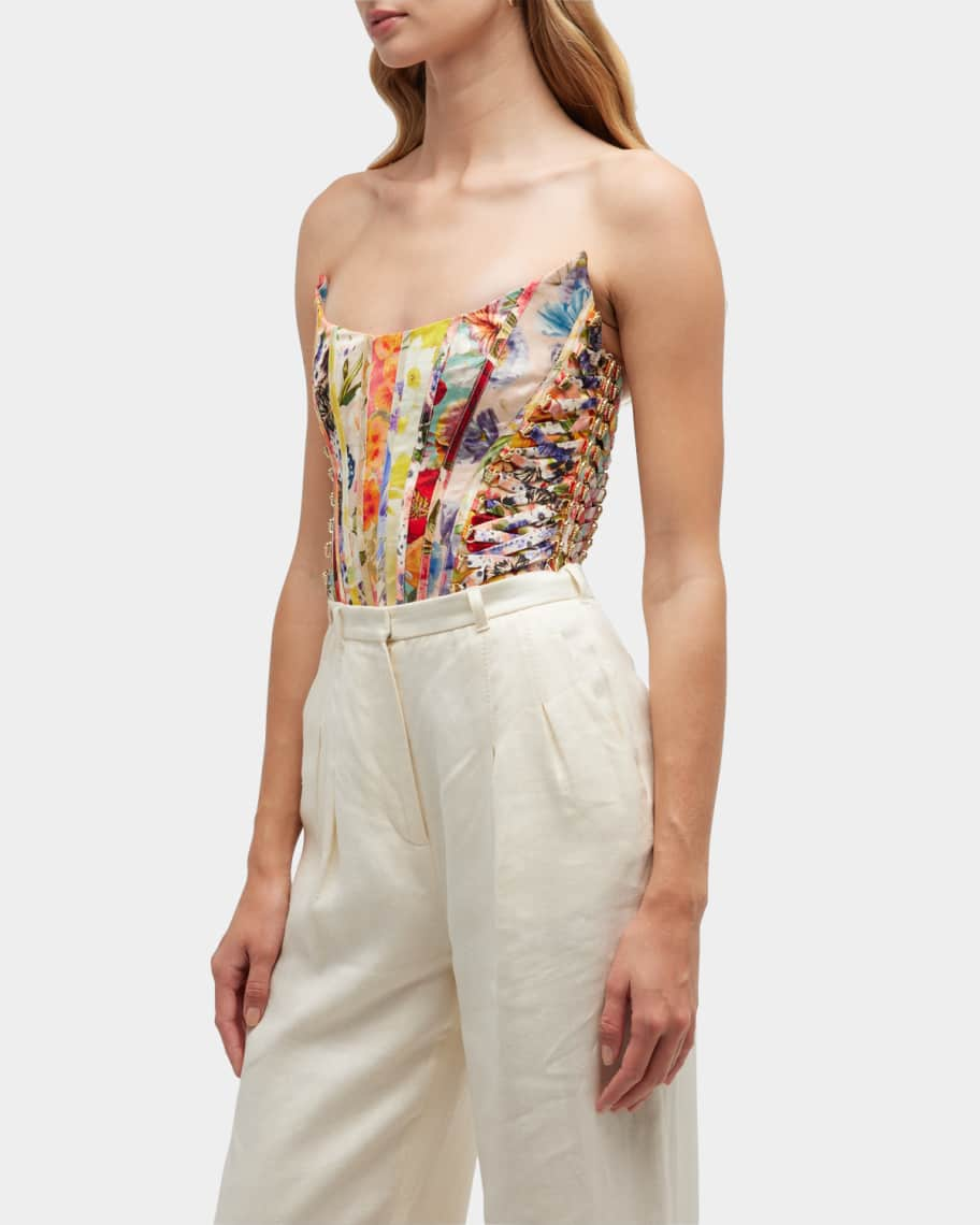 Zimmermann Wonderland Floral Corset Top | Neiman Marcus