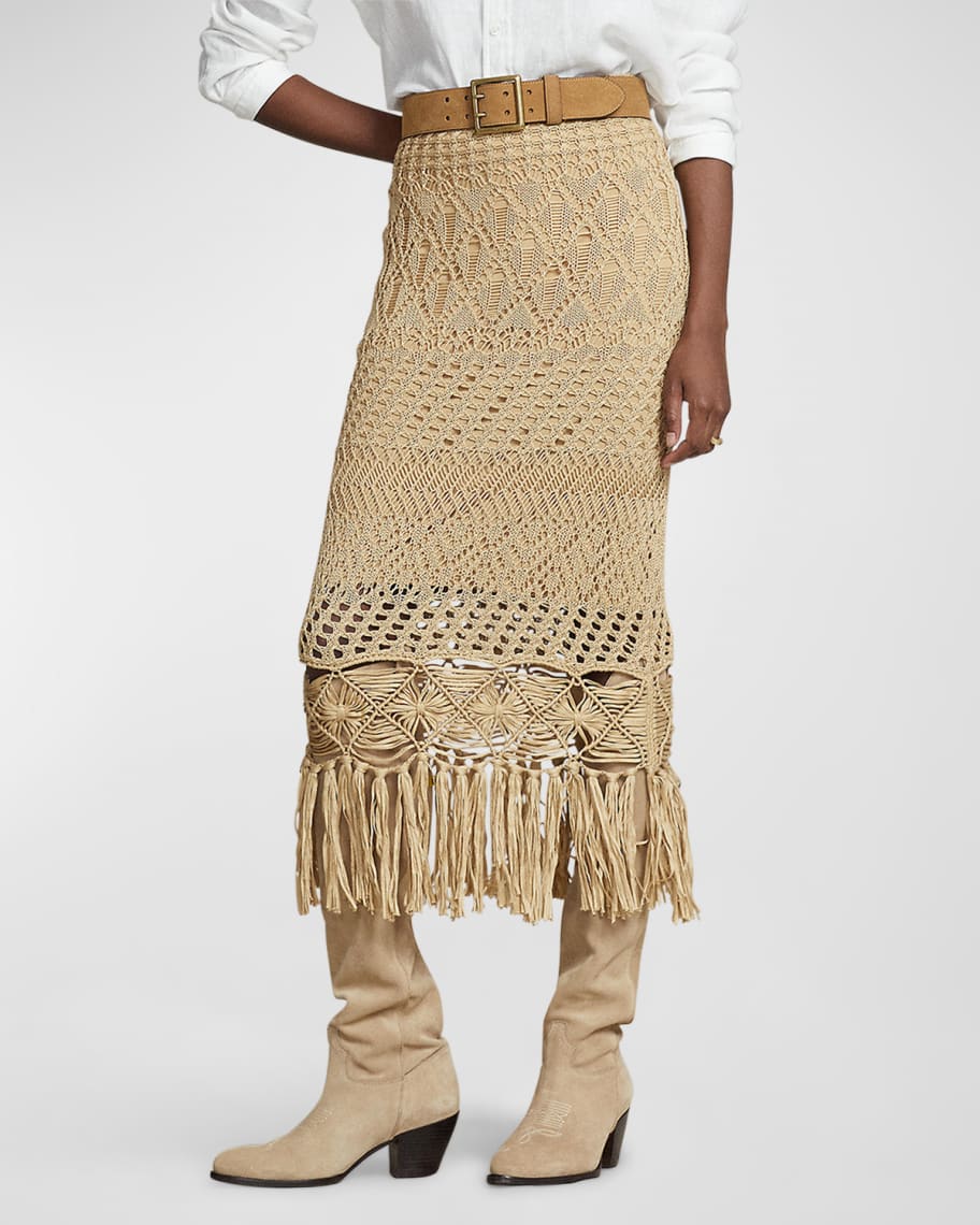 Polo Ralph Lauren Crochet Pencil Midi Skirt | Neiman Marcus